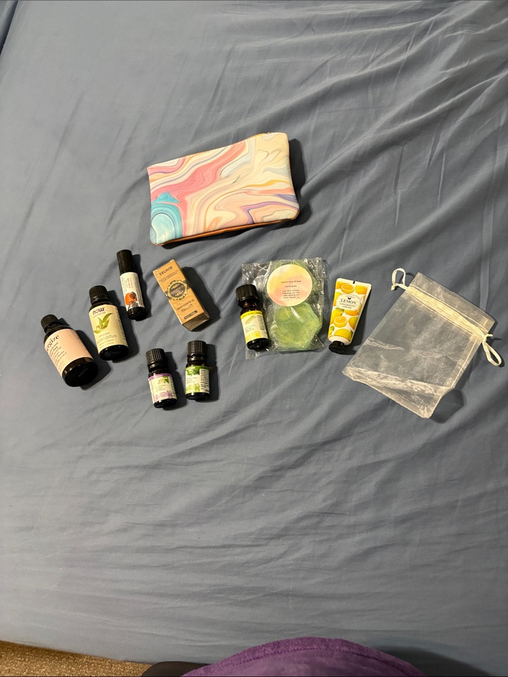 oils some slightly used or new. Some can go on skin or used for aromatherapy.